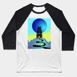 Glastonbury Tor Blu Baseball T-Shirt